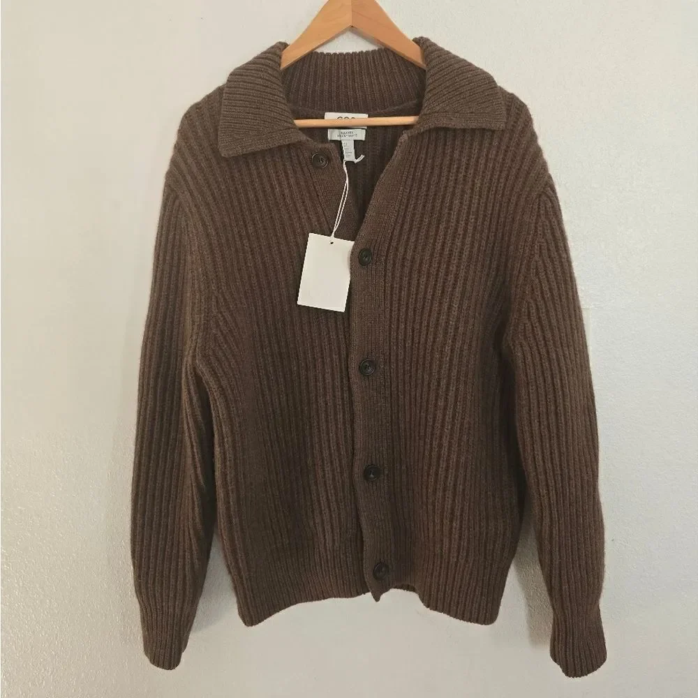 COS Alpaca Blend Ribbed Button Down Cardigan For Men Size XS